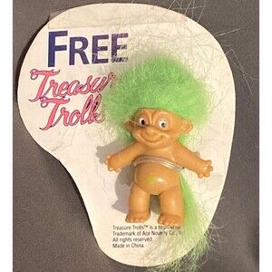 Treasure Trolls Doll PENCIL TOP Green Hair Wishstone ACE Novelty Package Vintage